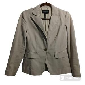 Banana Republic Petite 0P Cream Long Sleeve One Button Blazer Lined Stretch Work